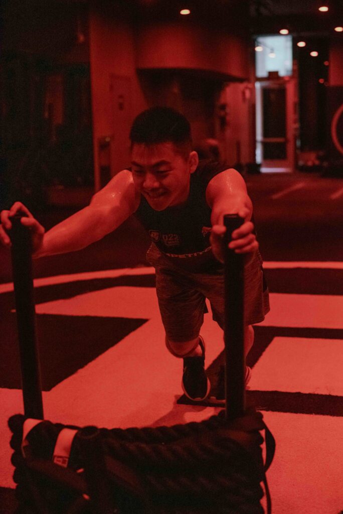 Arthur Lee pushing sled