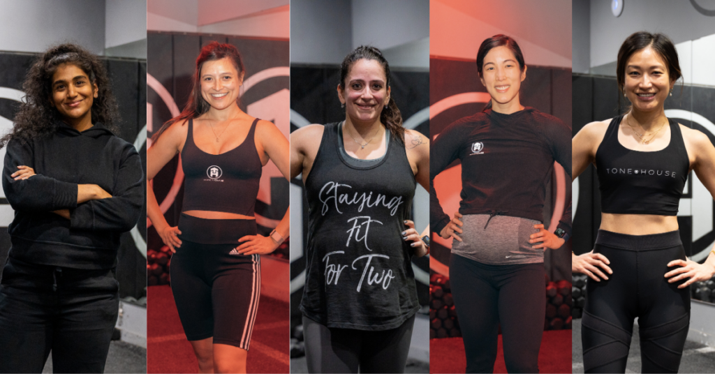 Five Women posing in front of the Tone House logo