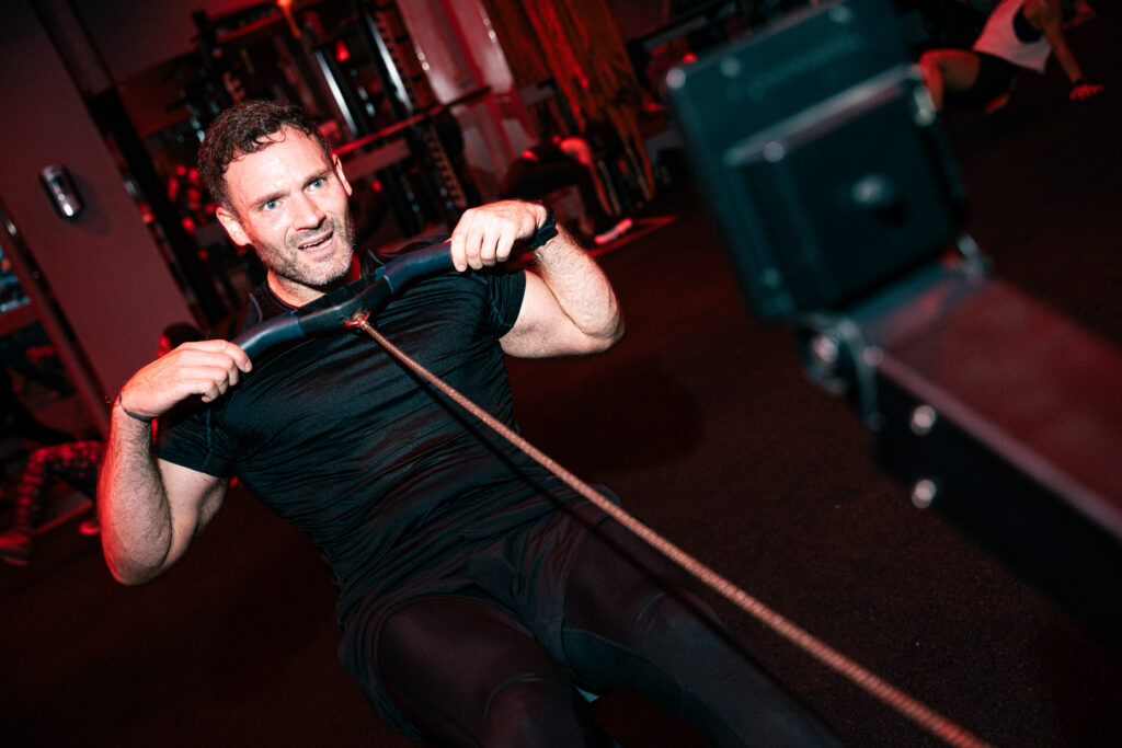 Athlete rowing